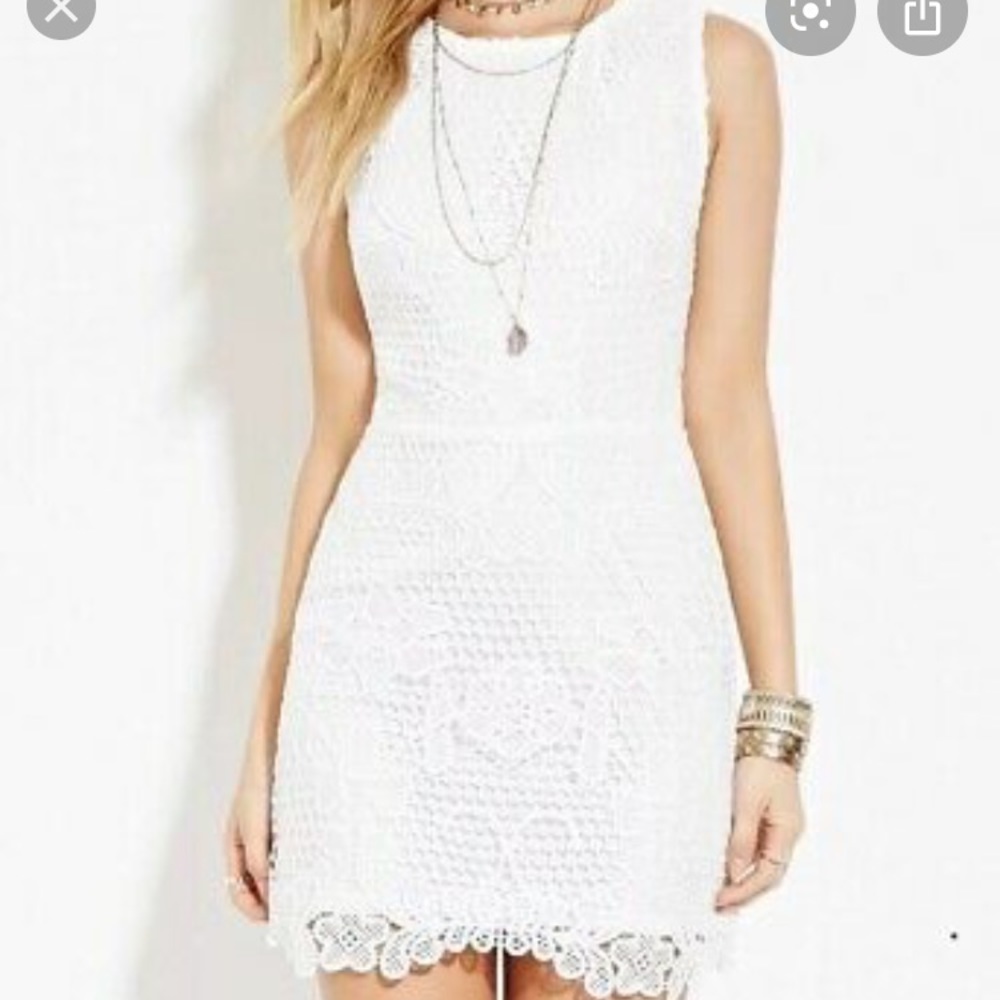 NWT | Forever 21 White Lace Open Back Mini Dress
